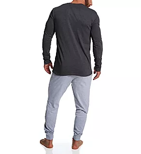 Holiday Long Sleeve Henley and Jogger Lounge Set Heather Charcoal/Gray M