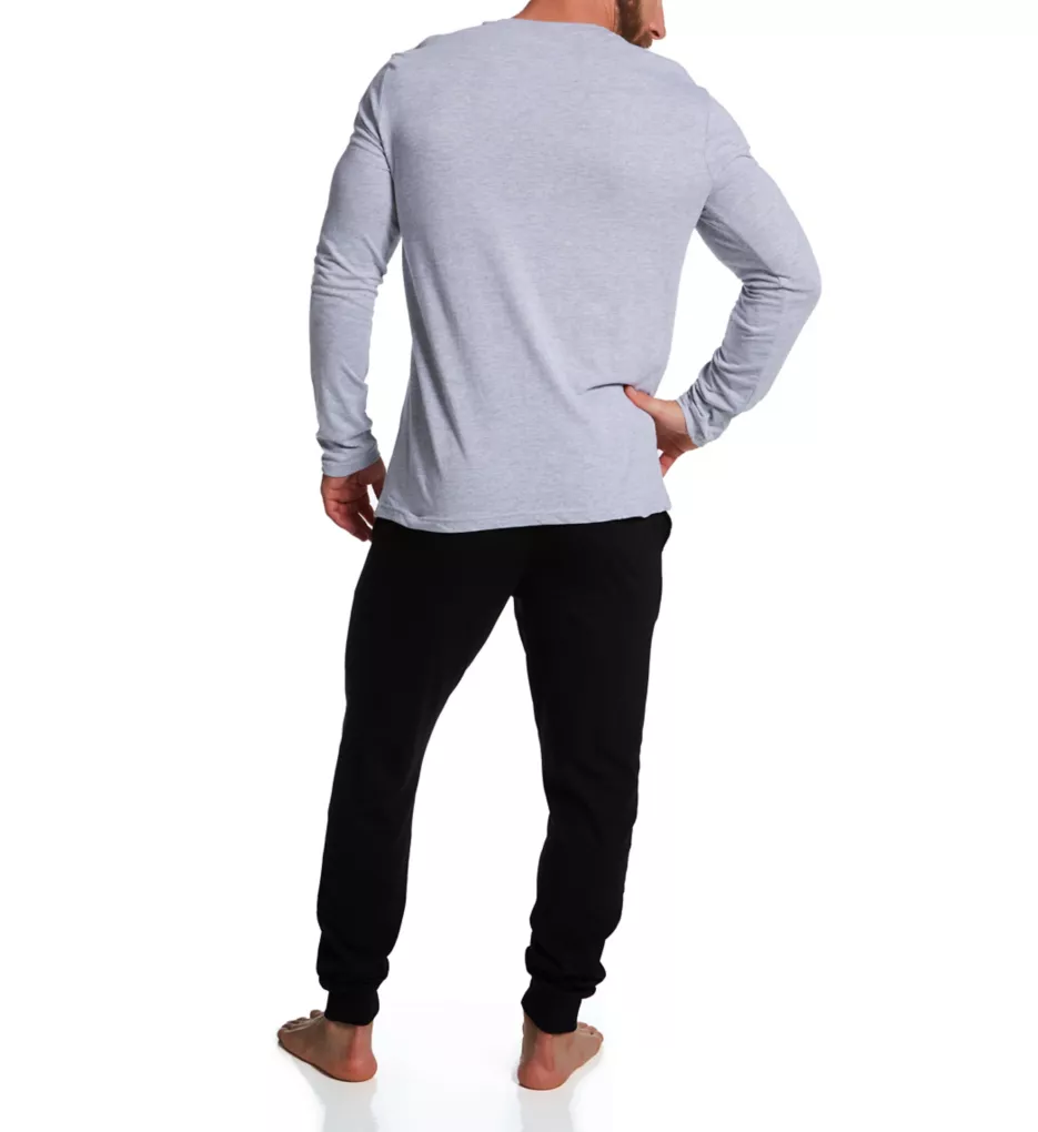 Holiday Long Sleeve Henley and Jogger Lounge Set Heather Gray/Black M