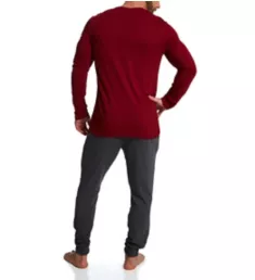 Holiday Long Sleeve Henley and Jogger Lounge Set Red/Heather Charcoal M