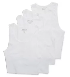 100% Cotton Ribbed Tank Undershirt - 4 Pack 033 White S