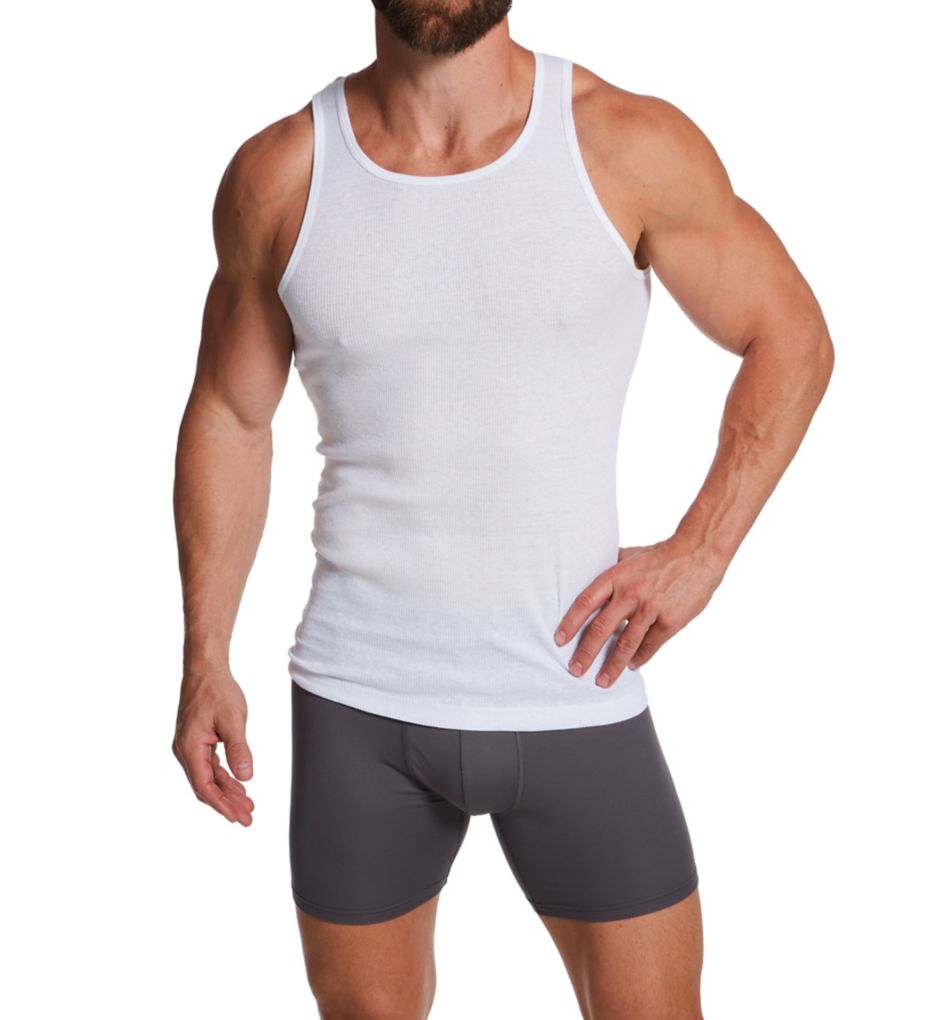 100% Cotton Ribbed Tank Undershirt - 4 Pack-cs3