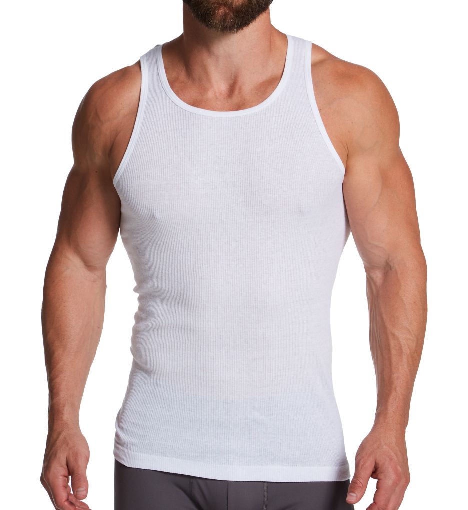 Kenneth Cole 100% Cotton Ribbed Tank Undershirt - 4 Pack 52T1016 - Image 1