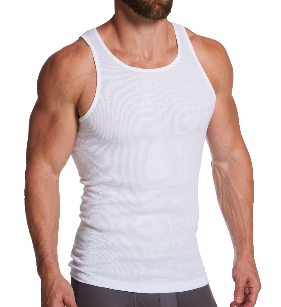 100% Cotton Ribbed Tank Undershirt - 4 Pack