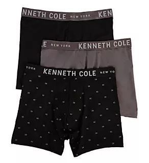 Classic Fit Microfiber Stretch Boxer Brief- 3 Pack Grey/Black M
