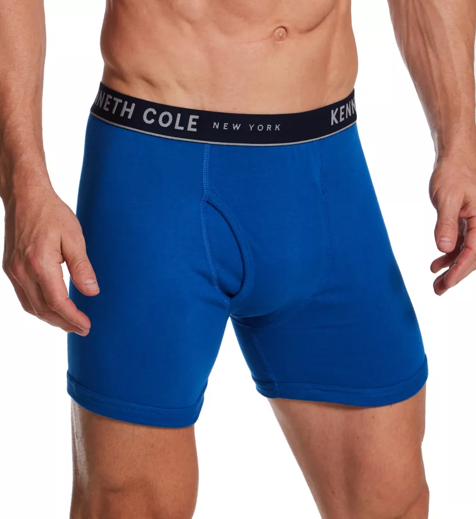 100% Cotton Classic Fit Boxer Brief - 3 Pack Navy/Blue S
