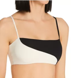 Color Block Ari Bandeau Bikini Swim Top Cream/Black XL