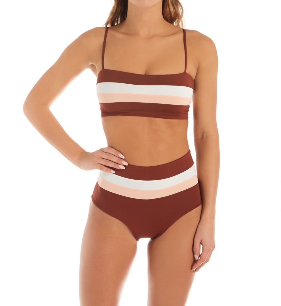 Color Block Rebel Stripe Bandeau Swim Top-cs1