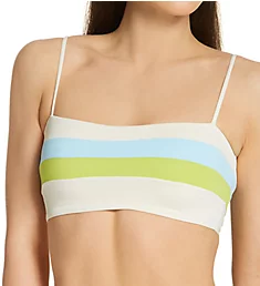 Striped Rebel Bikini Swim Top Cream/Sky Blue/Kiwi XL