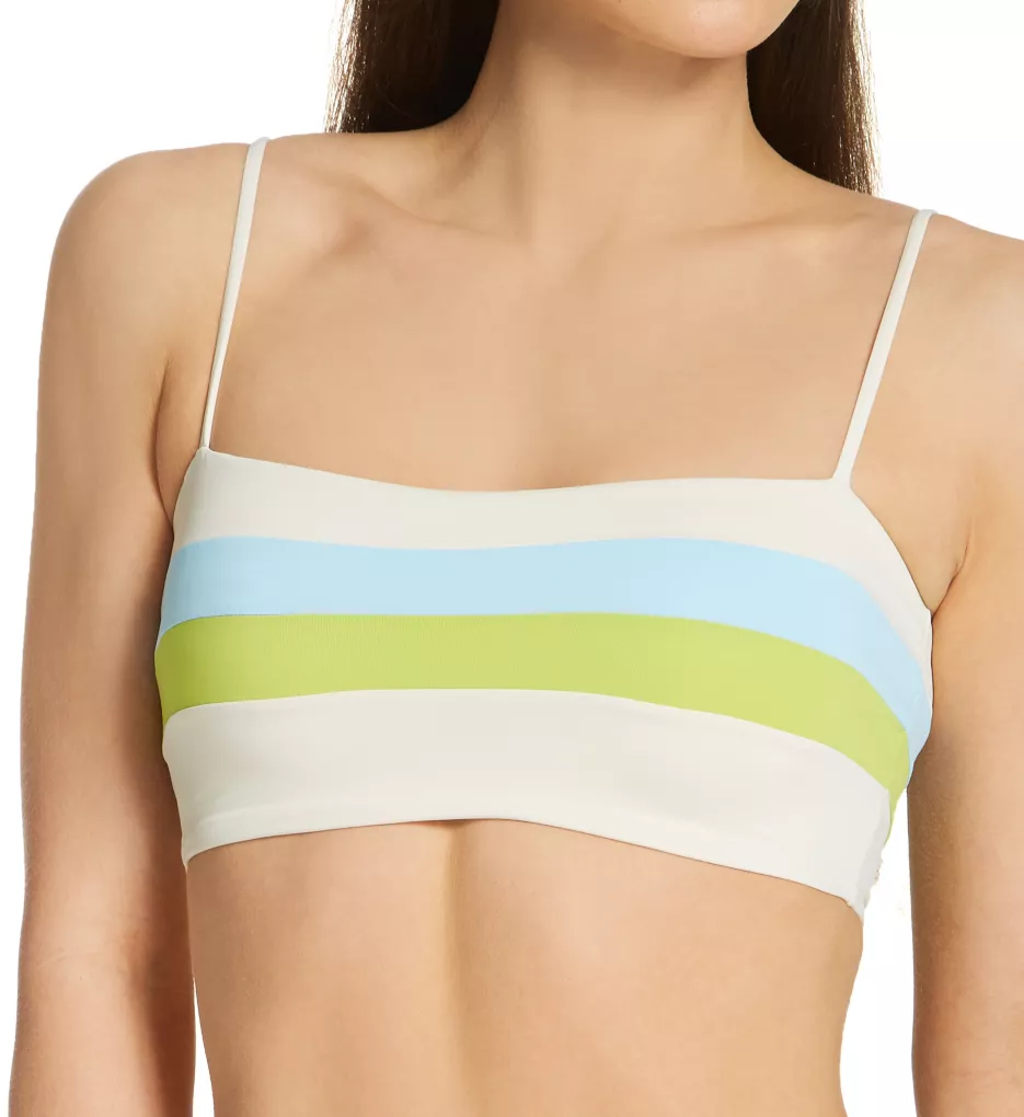 Striped Rebel Bikini Swim Top Cream/Sky Blue/Kiwi XL