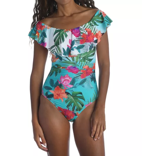 La Blanca Tropicalia Off Shoulder Mio One Piece Swimsuit LB1BM11