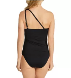 Island Goddess One Shoulder Tankini Swim Top Black 6