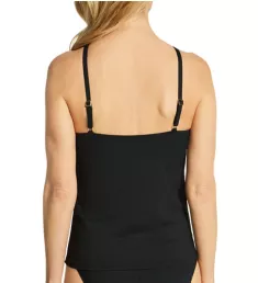 Island Goddess Keyhole High Neck Tankini Swim Top Black 4