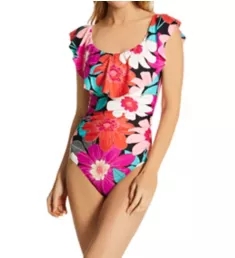 In Full Bloom Off The Shoulder Ruffle Swimsuit