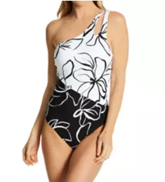 Moonlit Silhouette One Shoulder Keyhole Swimsuit