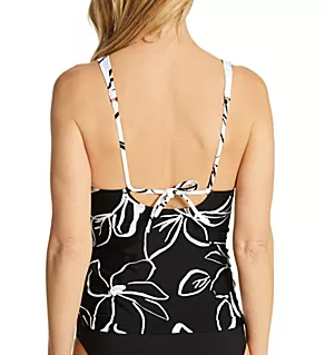 Moonlit Silhouette Twist Front Tankini Swim Top Black 4
