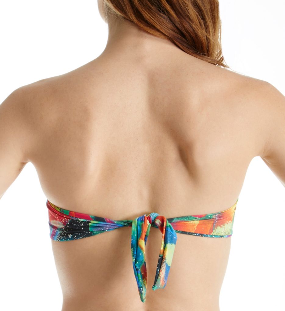 Feathering Bandeau Swim Top with Sewn-In Cups