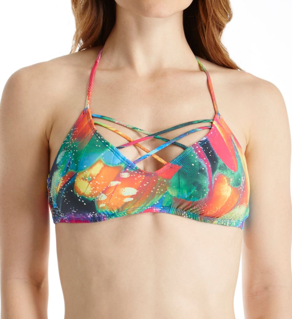 Feathering Strappy Halter Swim Top-fs