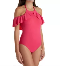 Island Goddess Off The Shoulder One Piece Swimsuit Fuchsia 4