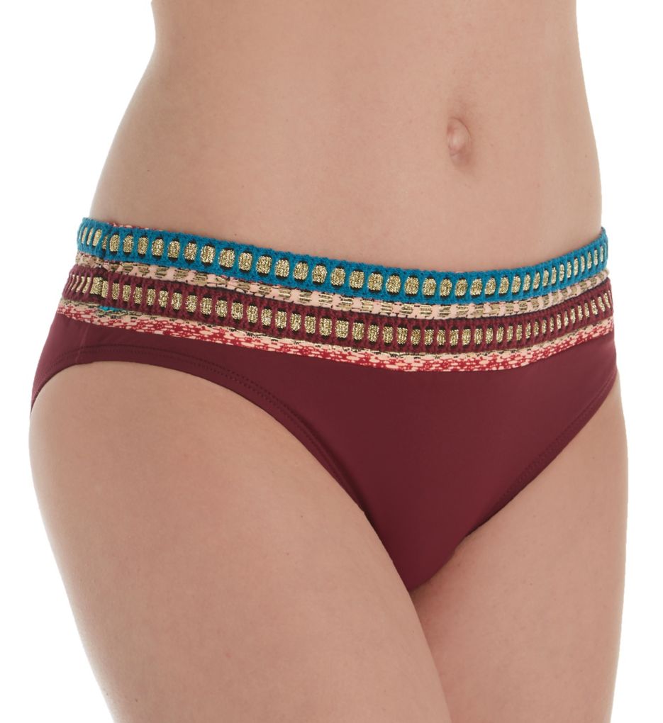 Running Stitch Banded Contrast Hipster Swim Bottom