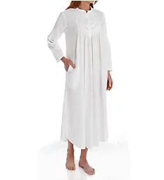 100% Cotton Woven Long Sleeve Nightgown White S