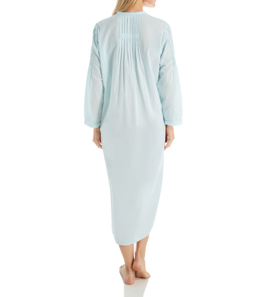 La Cera 100% Cotton Woven Long Sleeve Nightgown Blue L  - Image 2