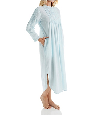 La Cera 100% Cotton Woven Long Sleeve Nightgown