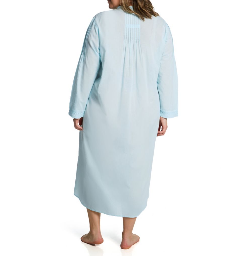 Plus 100% Cotton Woven Long Sleeve Nightgown-bs