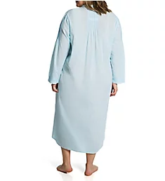 Plus 100% Cotton Woven Long Sleeve Nightgown Blue 1X