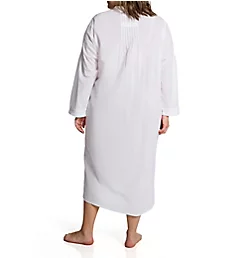 Plus 100% Cotton Woven Long Sleeve Nightgown White 1X