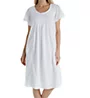 La Cera 100% Cotton Woven Cap Sleeve Embroidered Nightgown 1085G - Image 1