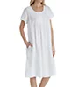 La Cera 100% Cotton Woven Cap Sleeve Embroidered Nightgown 1085G