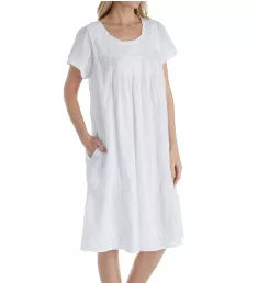 100% Cotton Woven Cap Sleeve Embroidered Nightgown