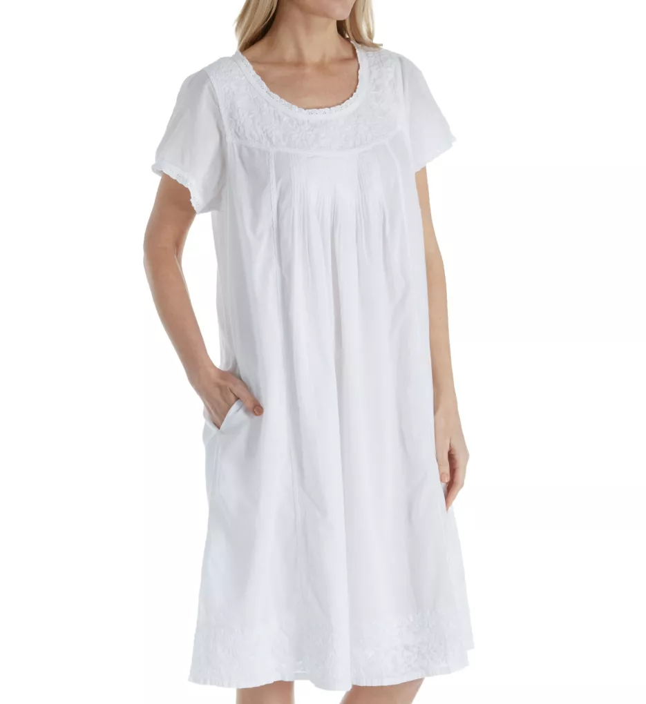 100% Cotton Woven Cap Sleeve Embroidered Nightgown