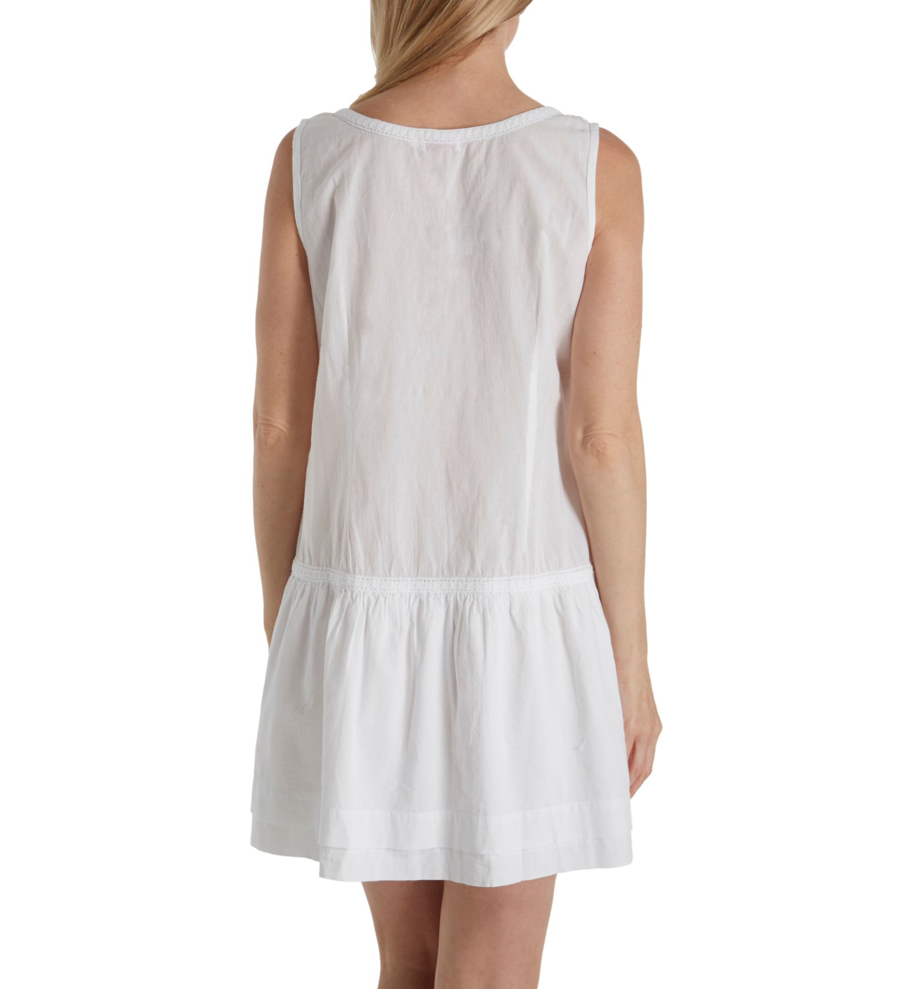 La Cera 100% Cotton Sleeveless Floral Embroidered Chemise 1090C - Image 2