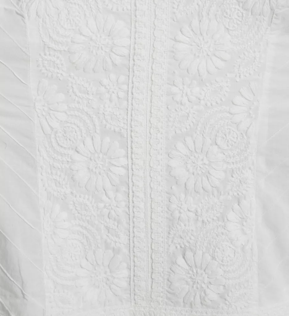 100% Cotton Sleeveless Floral Embroidered Chemise