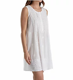 100% Cotton Woven Sleeveless Embroidered Gown White S