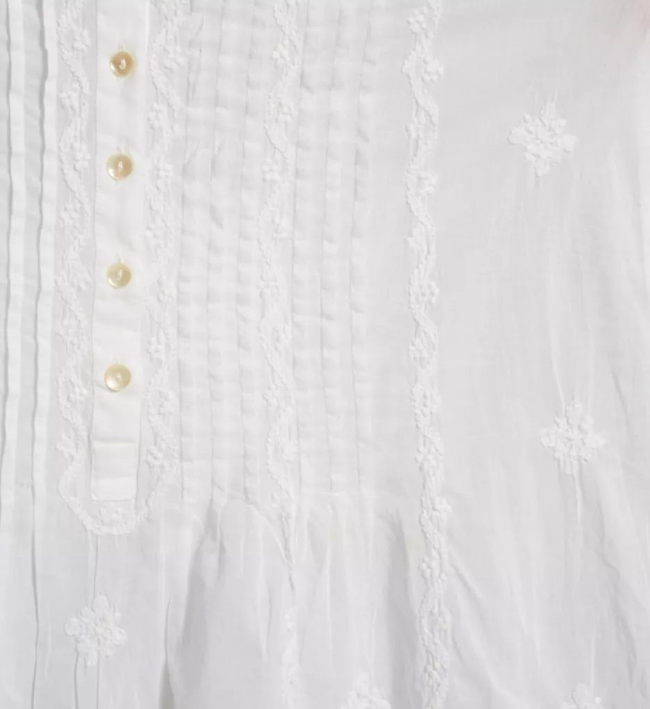 100% Cotton Woven Sleeveless Embroidered Gown White S