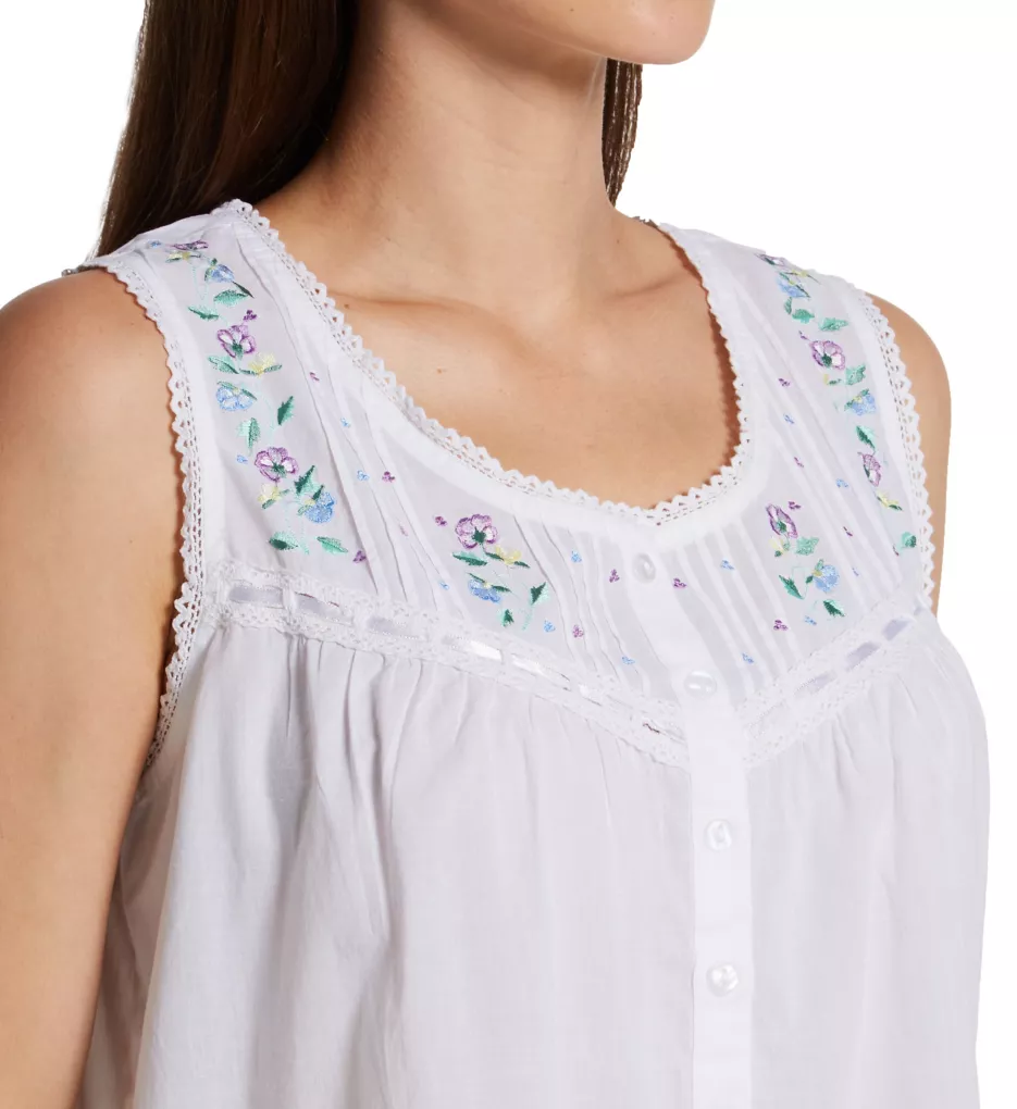 La Cera 100% Cotton Woven White Embroidered Short Gown 1163C - Image 3