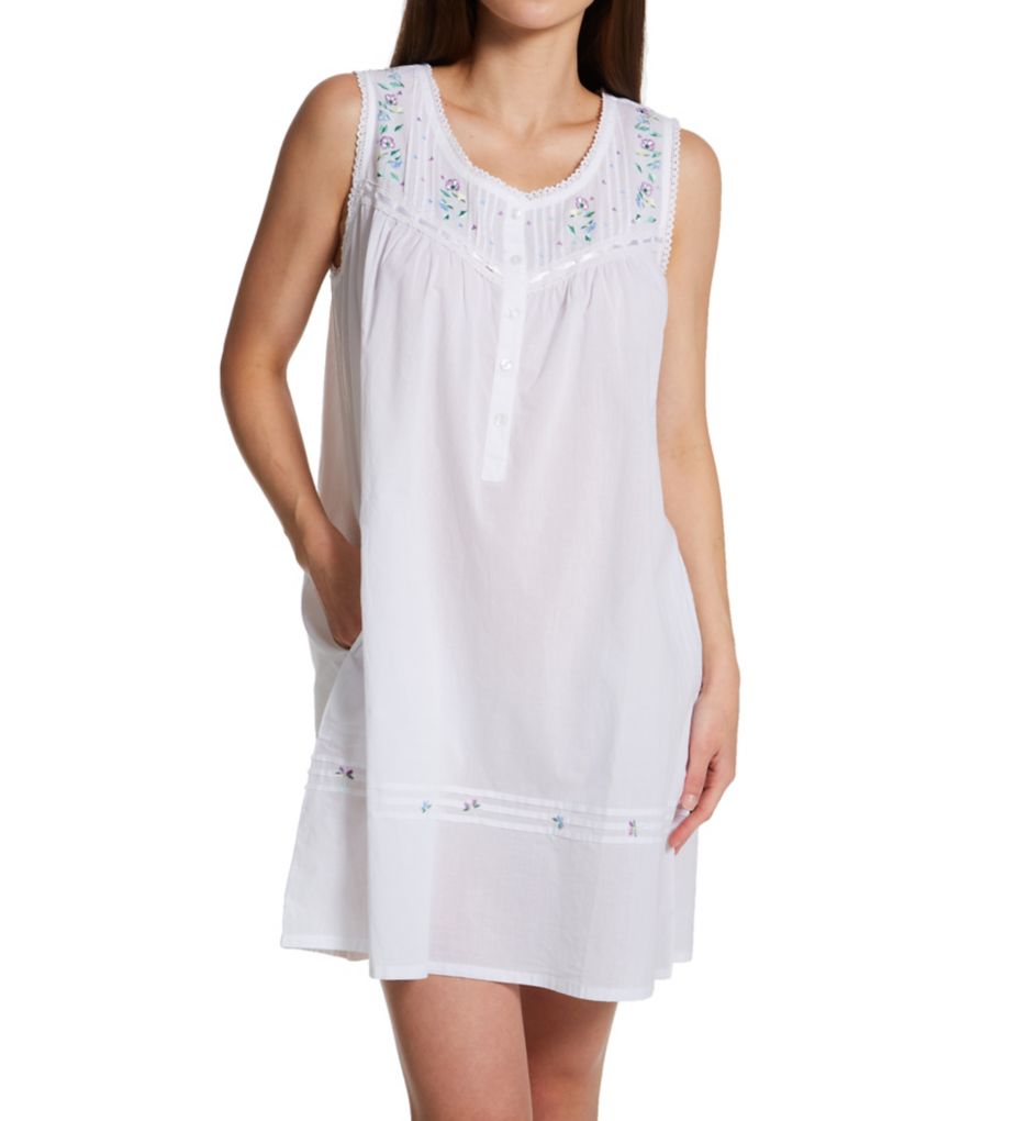 100% Cotton Woven White Embroidered Short Gown