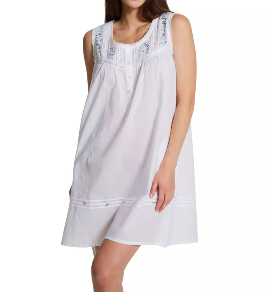 100% Cotton Woven White Embroidered Short Gown