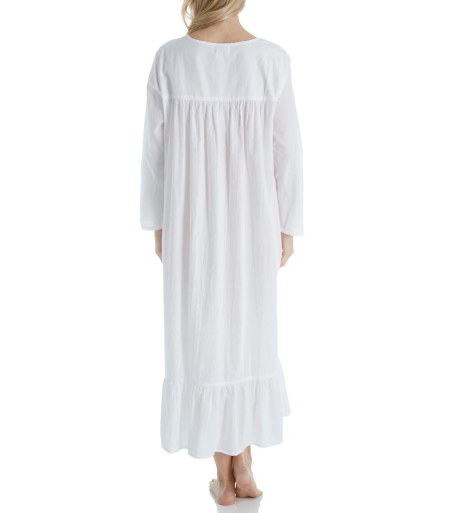 100% Cotton Woven Rosebud Long Sleeve Long Gown