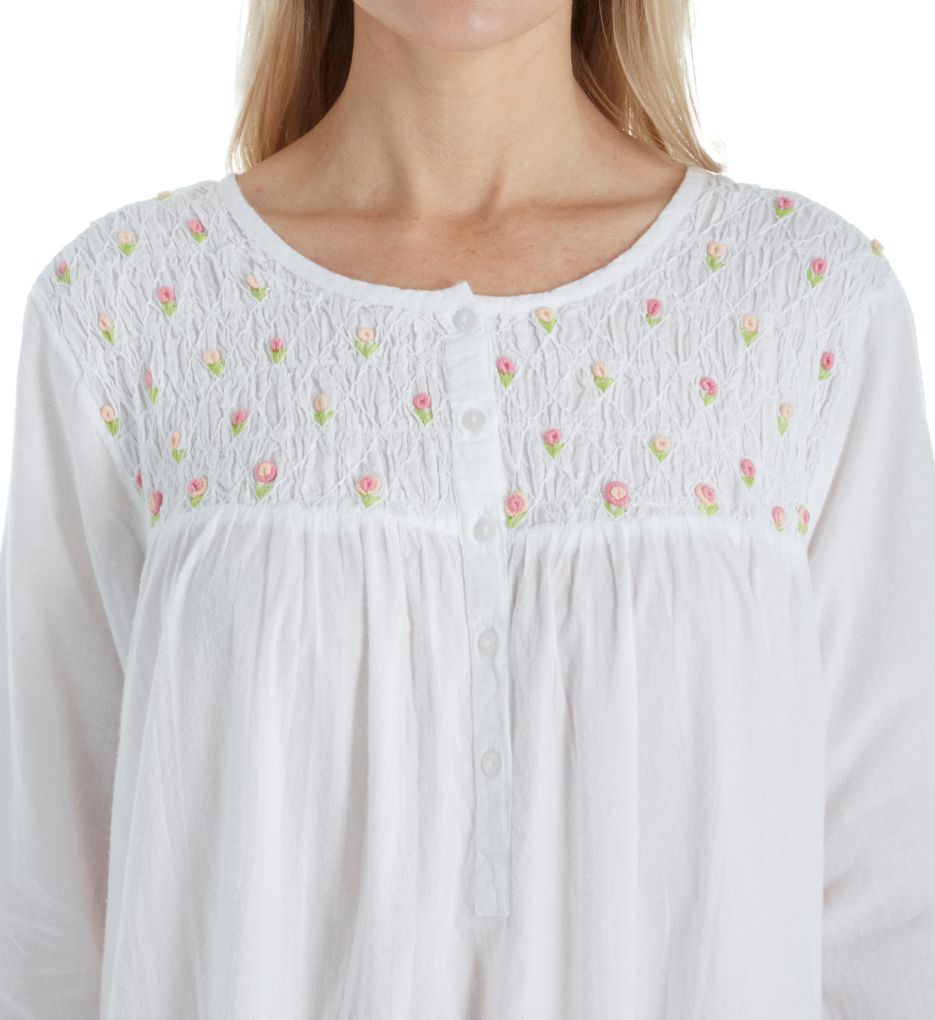 100% Cotton Woven Rosebud Long Sleeve Long Gown-cs1