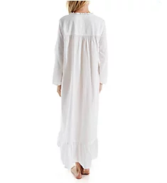 100% Cotton Woven Long Sleeve Long Gown White S