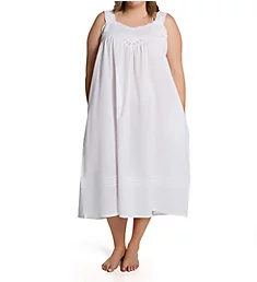 Plus 100% Cotton Woven Embroidered Pinafore Gown White 1X