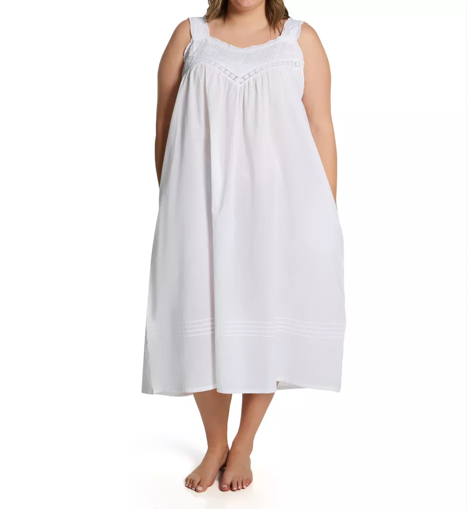 Plus 100% Cotton Woven Embroidered Pinafore Gown