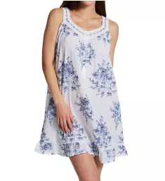 100% Cotton Flouncy Short Dress White/Blue S