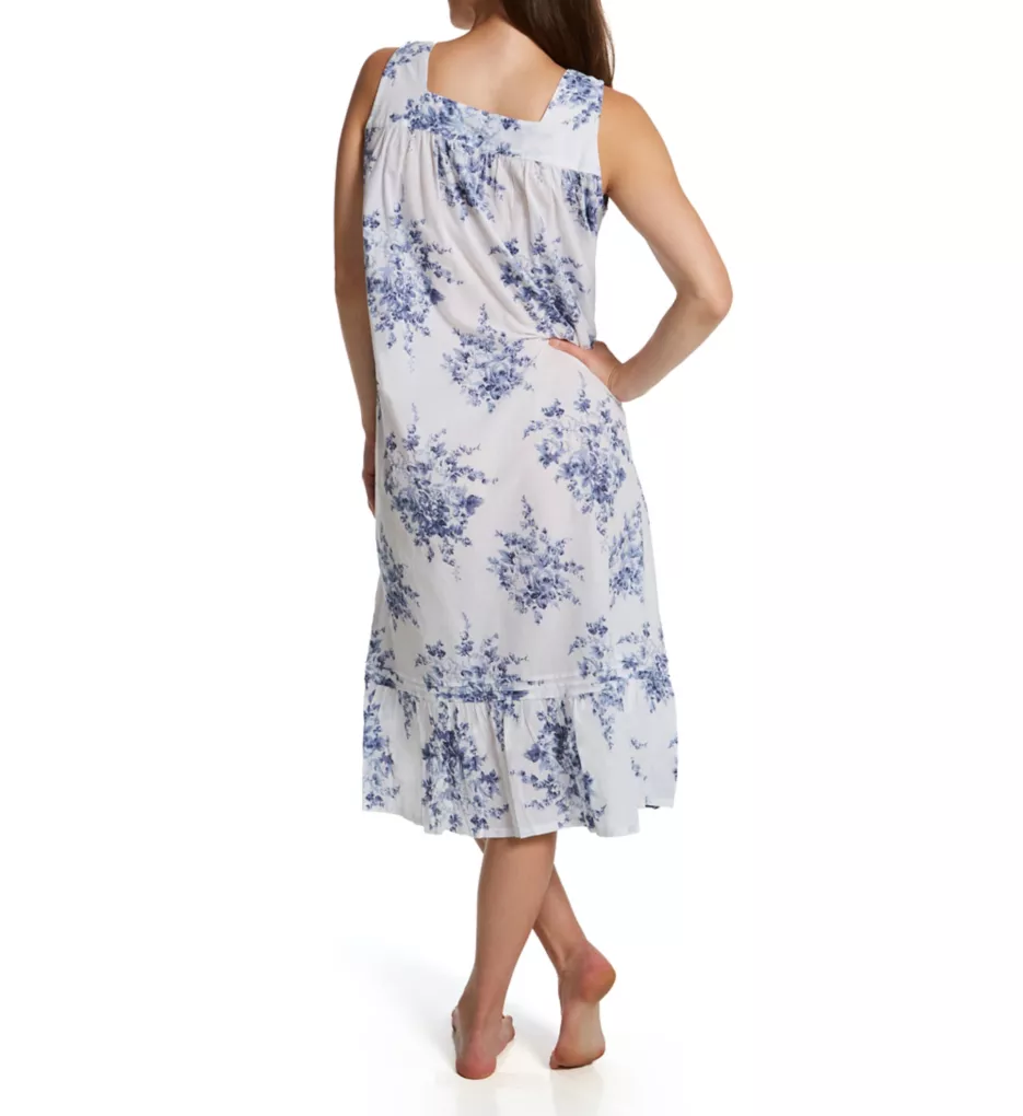La Cera 100% Cotton Woven Sleeveless Floral Lace Yoke Gown 1211G - Image 2