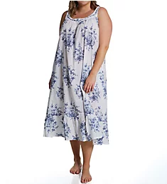 Plus 100% Cotton Woven S/L Floral Lace Yoke Gown