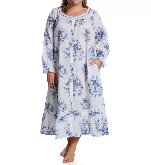 La Cera Plus 100% Cotton Woven Floral Button Front Robe 1211RX