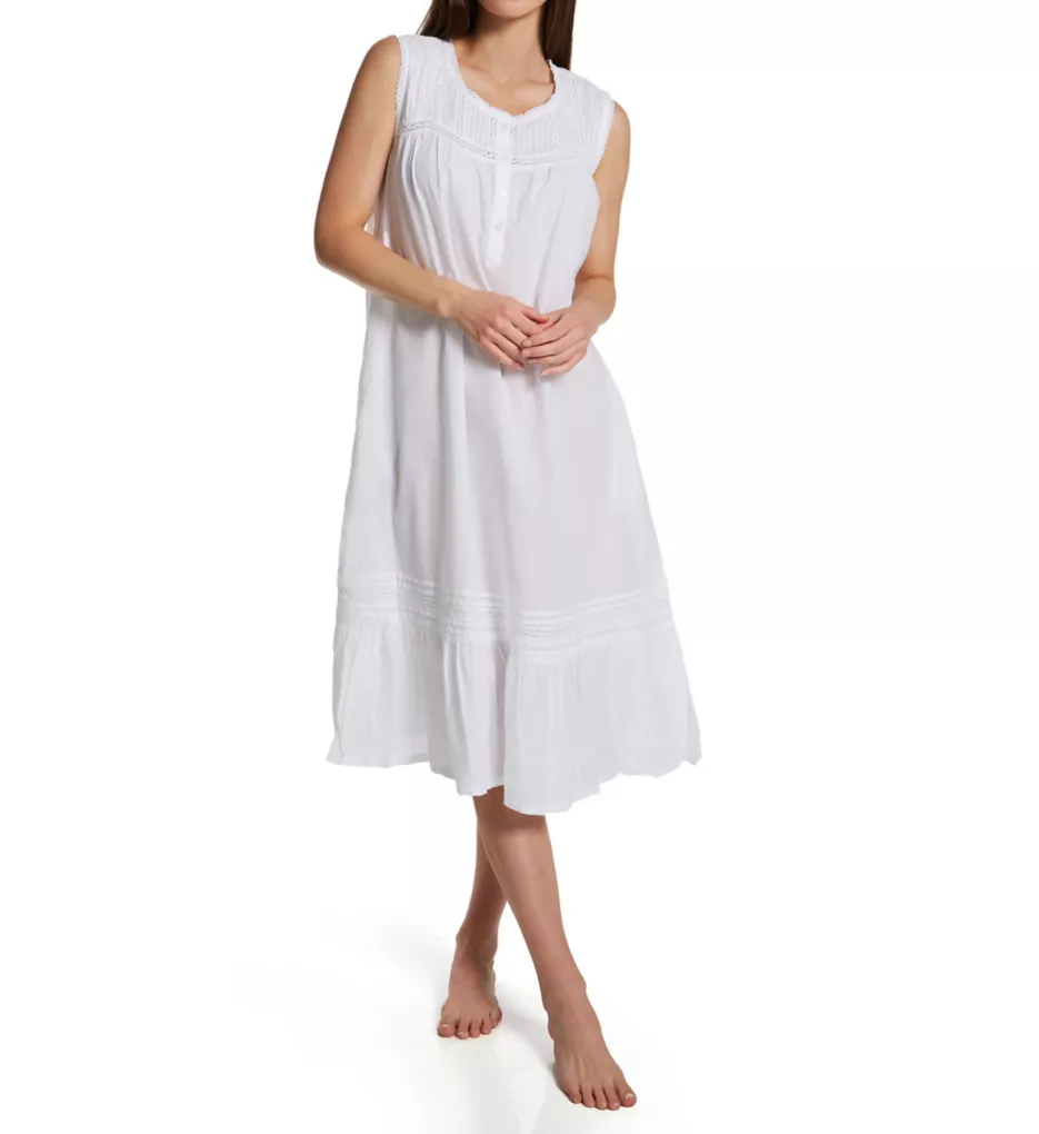 100% Cotton Woven Crochet Sleeveless Gown White S